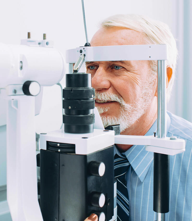 Patient undergoing an eye exam.